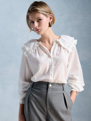 Petite Mendigote Constance collared top - ecru