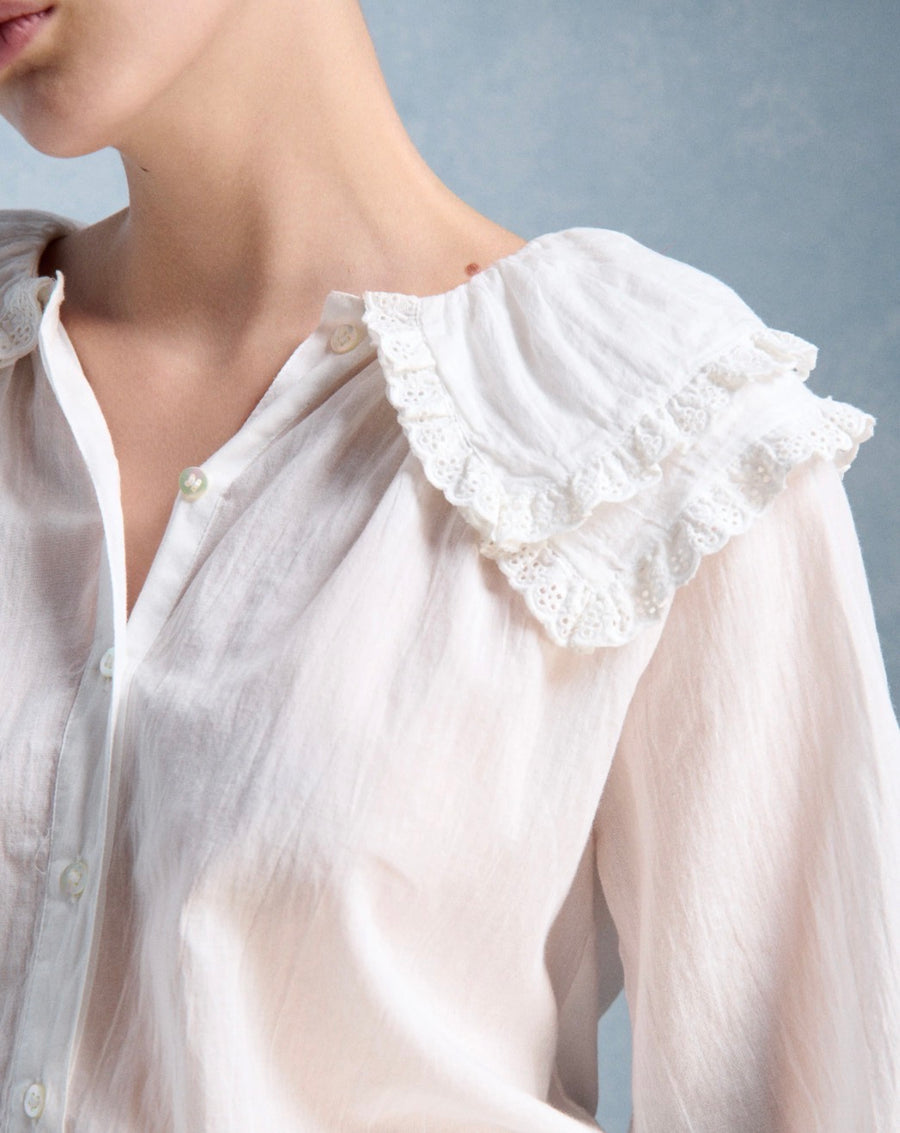Petite Mendigote Constance collared top - ecru