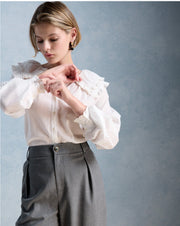 Petite Mendigote Constance collared top - ecru
