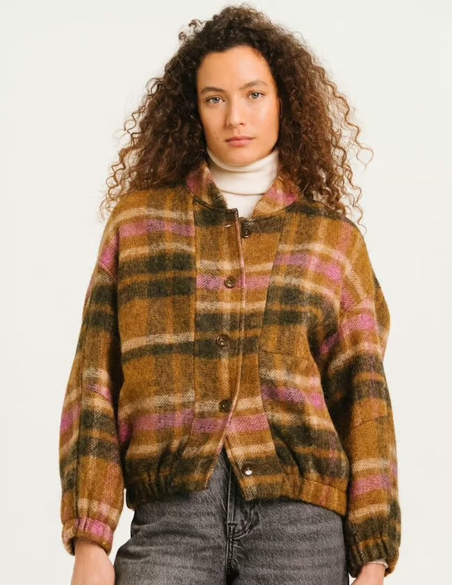 Sacrecoeur Lison check wool bomber jacket
