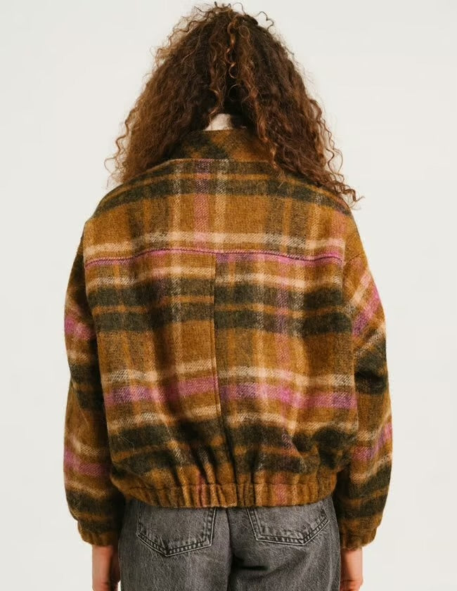 Sacrecoeur Lison check wool bomber jacket