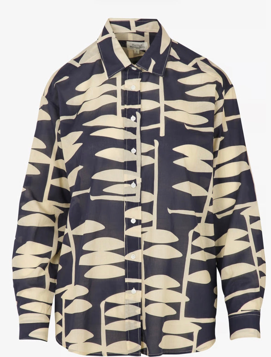Hartford Cinema graphic print blouse - navy & raw white