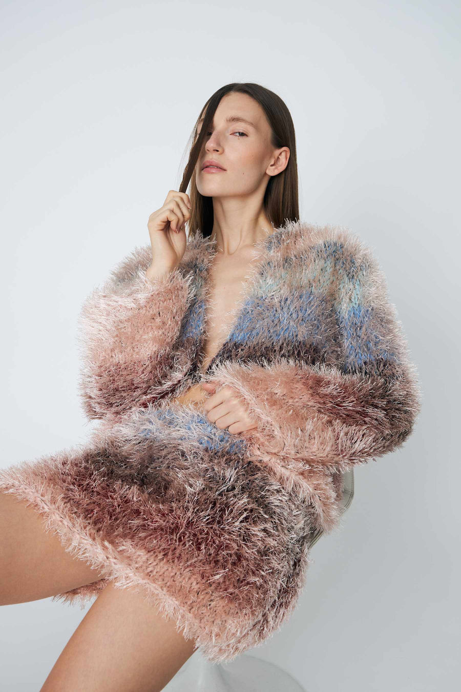 Dawn x Dare Fuzzy cardigan- twilight