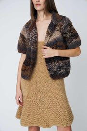 Dawn x Dare Moa short sleeve knitted jacket - mocha