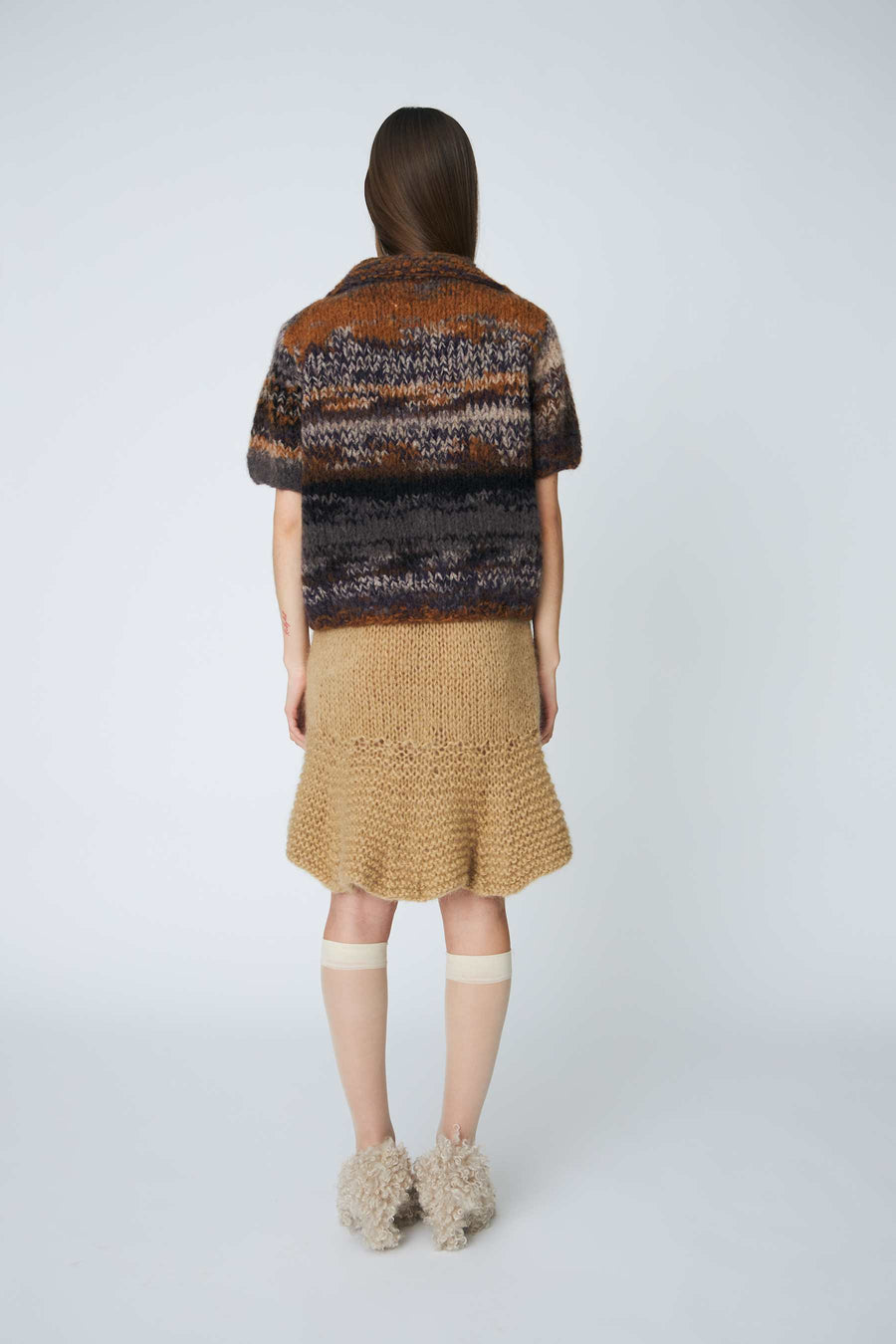 Dawn x Dare Moa short sleeve knitted jacket - mocha