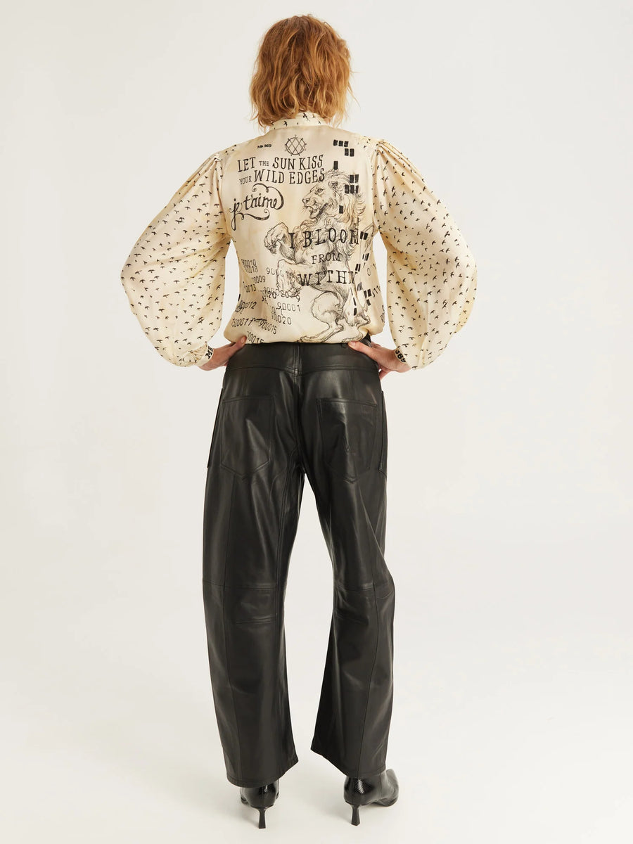 Me369 Nola printed tie neck blouse - noir muse print