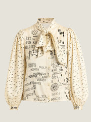 Me369 Nola printed tie neck blouse - noir muse print