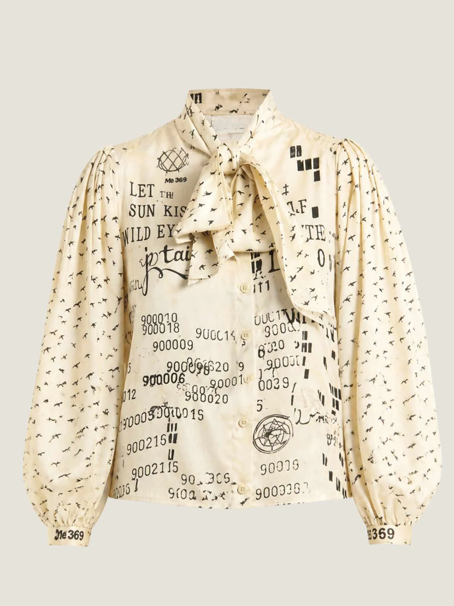 Me369 Nola printed tie neck blouse - noir muse print