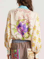 Me369 sola printed puff sleeve blouse - paradiso