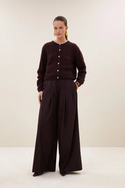by-bar Cleo button through cardigan - deep wine