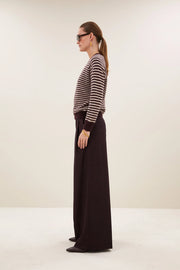 by-bar Sally striped crew neck jumper - burgundy crush