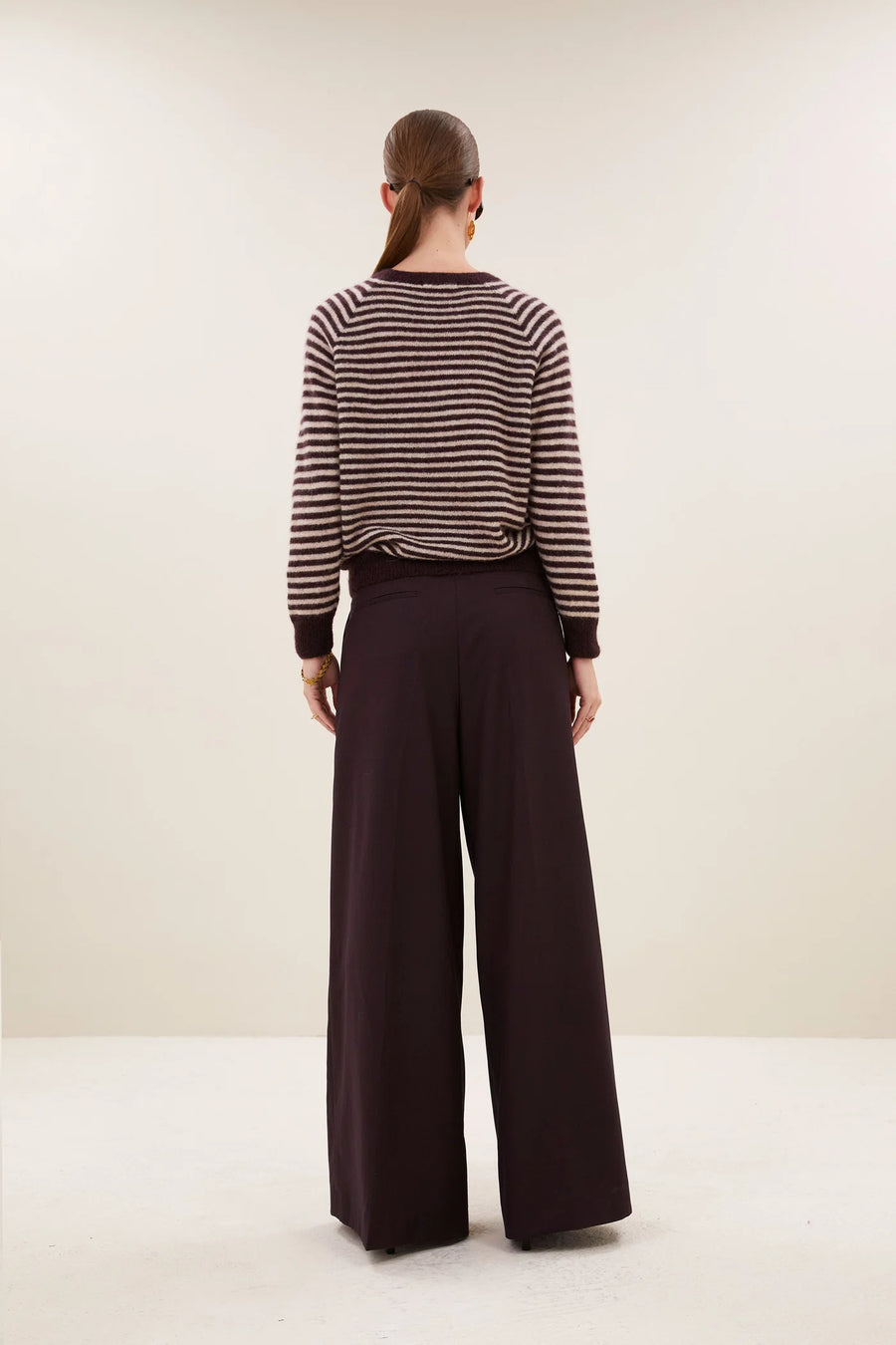 by-bar Sally striped crew neck jumper - burgundy crush