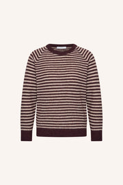 by-bar Sally striped crew neck jumper - burgundy crush
