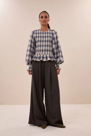 by-bar Yena Tokyo check blouse - blue check