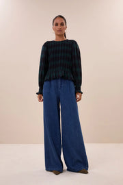 by-bar Yena green tartan top