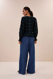 by-bar Yena green tartan top