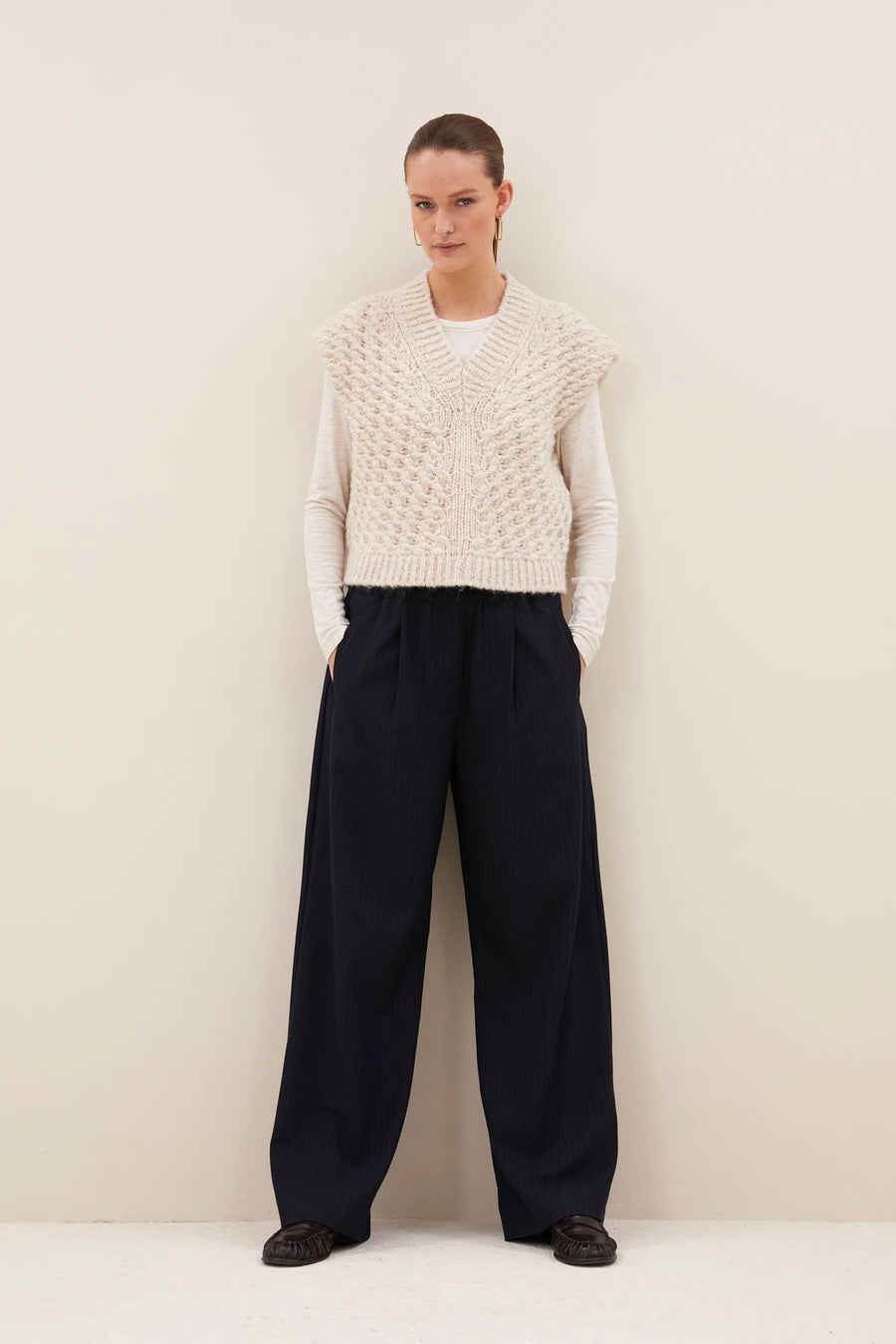 by-bar Blake chunky knit top - Chalk