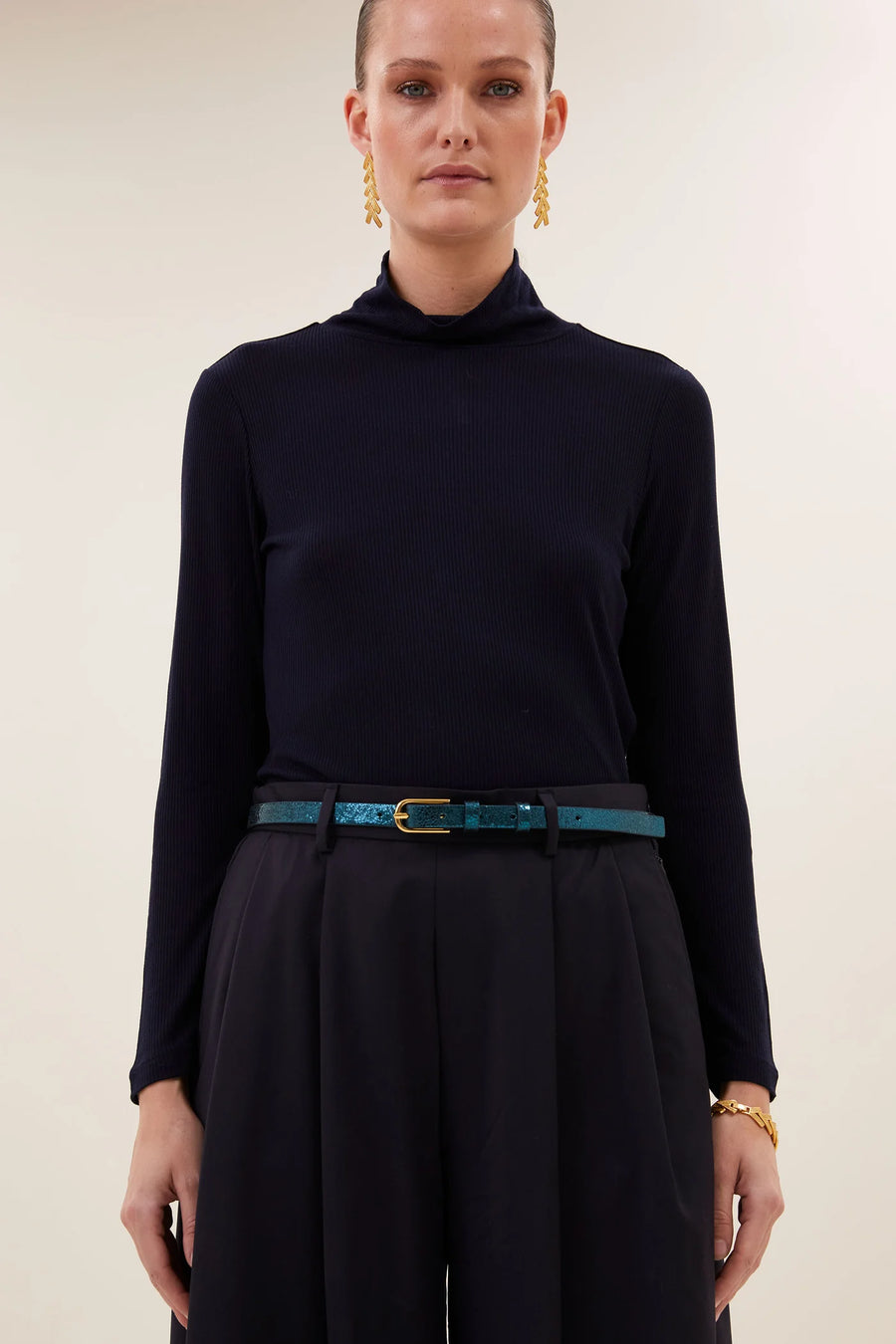 by-bar Lovi metallic belt - oil green