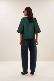 by-bar Juta metallic v neck top - green