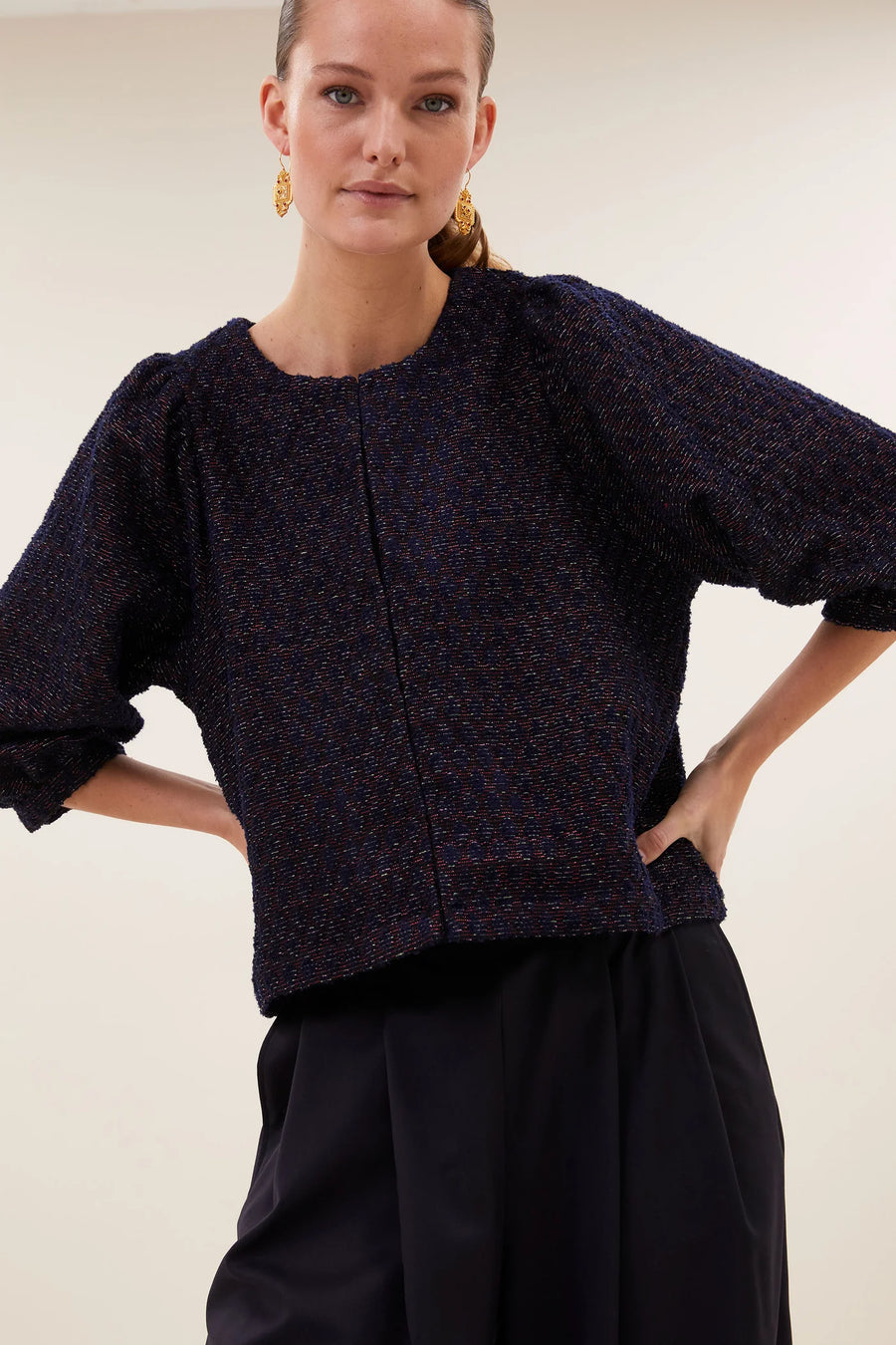 by-bar Mauri sparkle blouse - diamond check