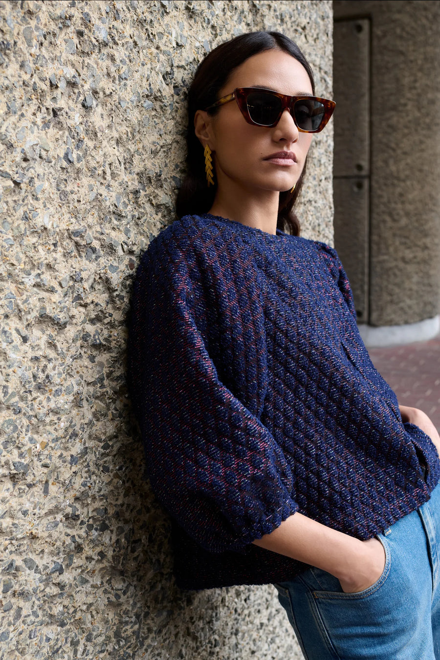 by-bar Mauri sparkle blouse - diamond check
