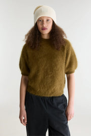 Bellerose Darza crew neck short sleeve knitted top - tabac
