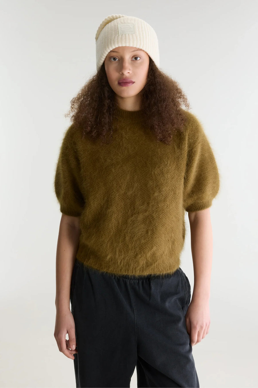 Bellerose Darza crew neck short sleeve knitted top - tabac