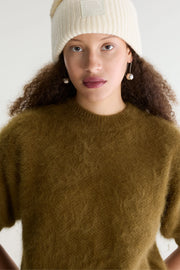Bellerose Darza crew neck short sleeve knitted top - tabac