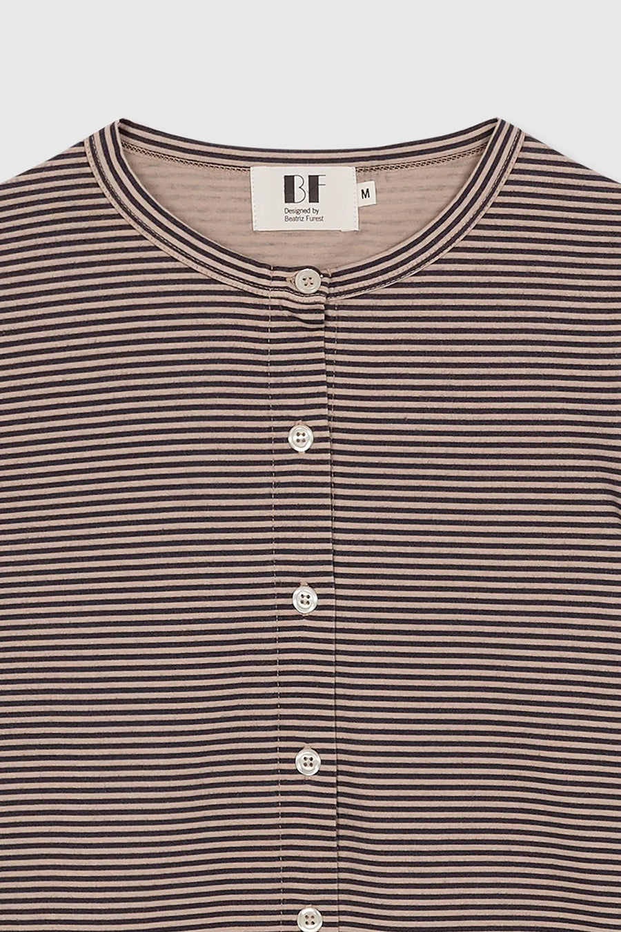 Beatriz Furest Champagne striped top - black / taupe
