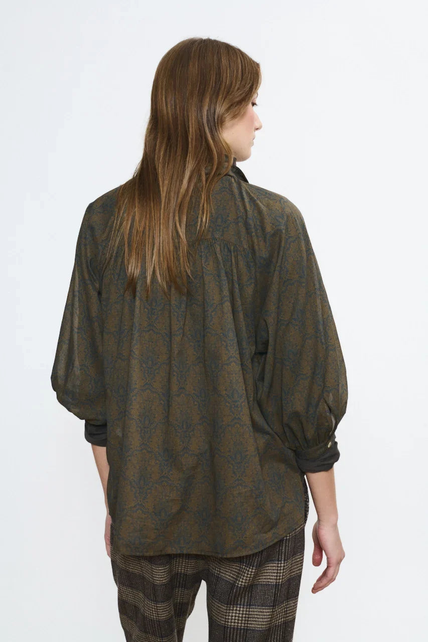 Beatriz Furest Raya printed blouse - dark brown / camel