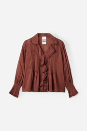 Project AJ117 Galia ruffle top - russet brown
