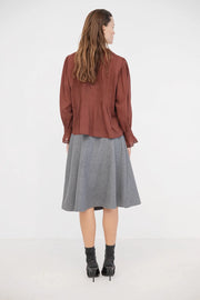 Project AJ117 Galia ruffle top - russet brown