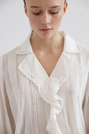Project AJ117 Galia ruffle top - white