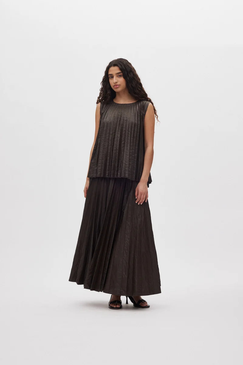 Rabens Saloner Simonia pleated skirt -French toast
