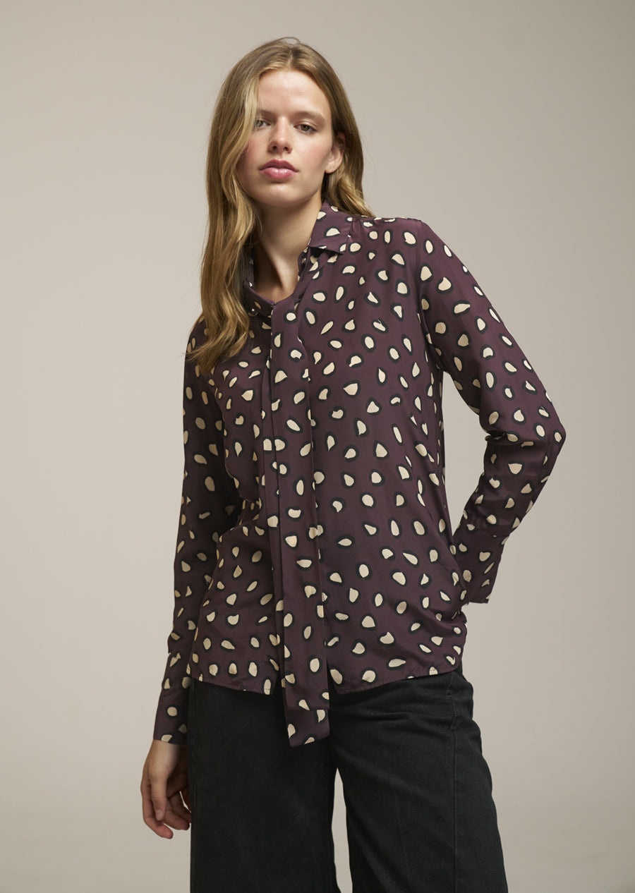 0039 Italy Odetta cuff printed blouse