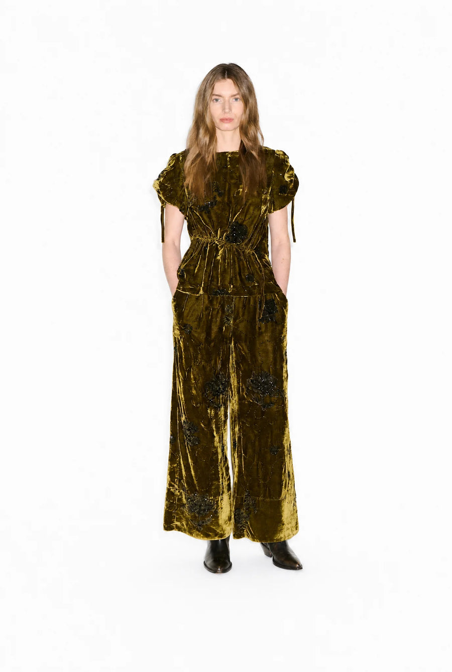 Samdi Bette embellished velvet top