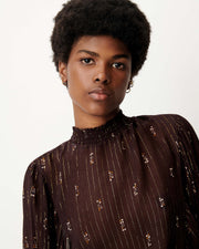 Sessùn Duchess print lurex top - coffee