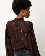 Sessùn Duchess print lurex top - coffee