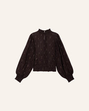 Sessùn Duchess print lurex top - coffee