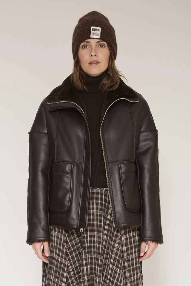 MKT Studio Melen reversible faux Fur jacket - chocolate