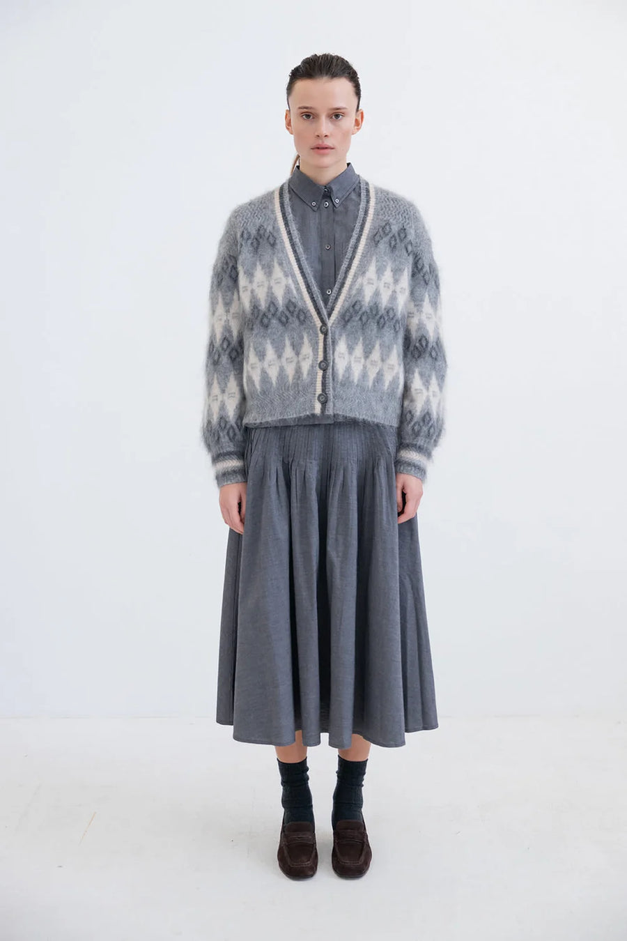 Project AJ117 Balwina argyle cardigan - grey