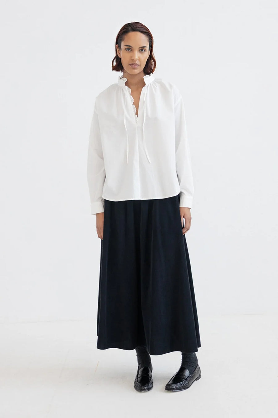 Project AJ177 Hrima tie neck blouse - white