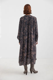 Project AJ117 Kaethe printed dress - navy / garnet