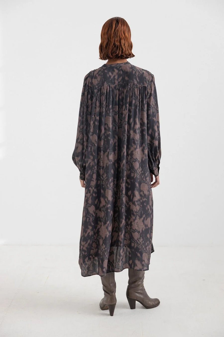 Project AJ117 Kaethe printed dress - navy / garnet