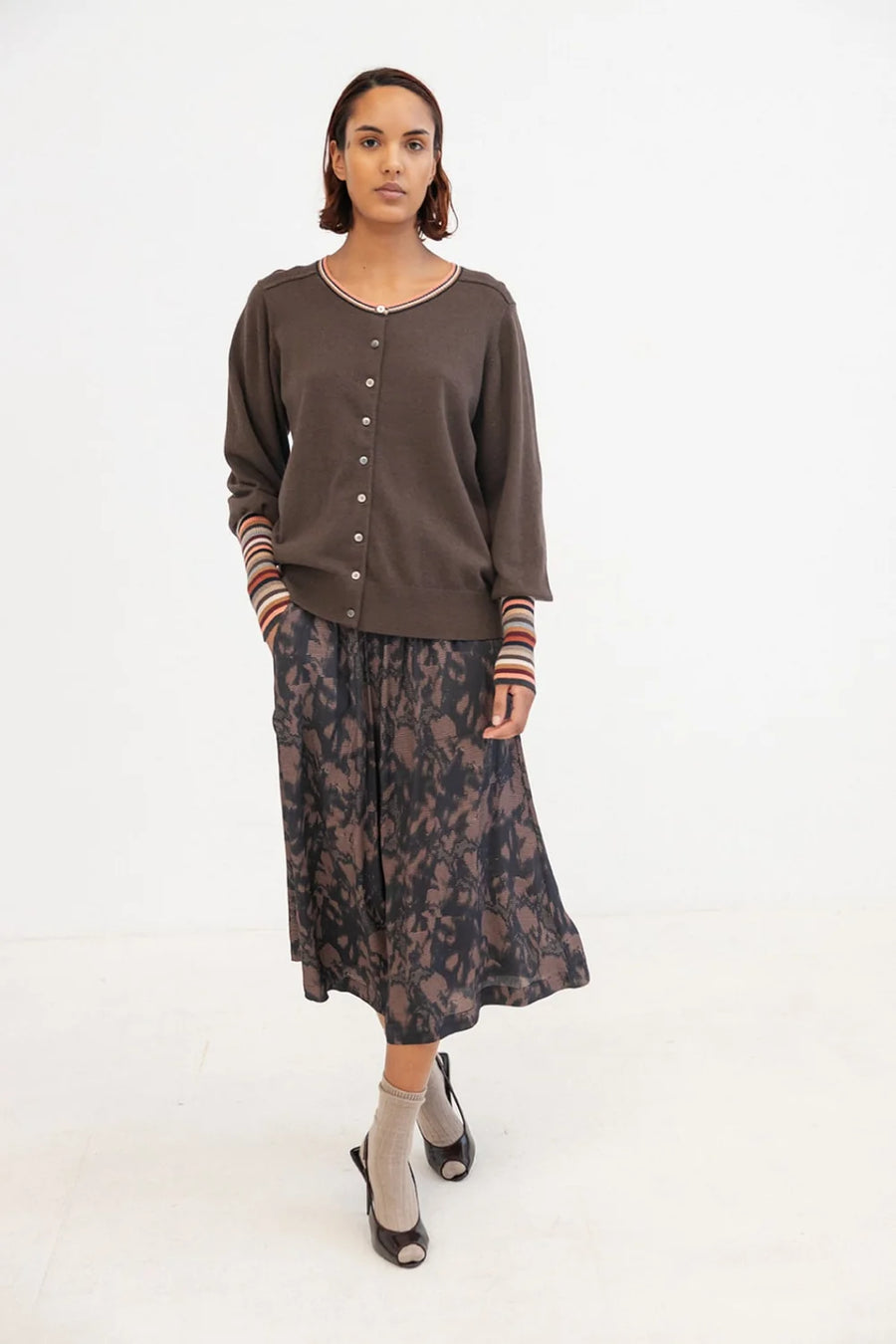 Project AJ117 Kinna printed skirt - navy / garnet