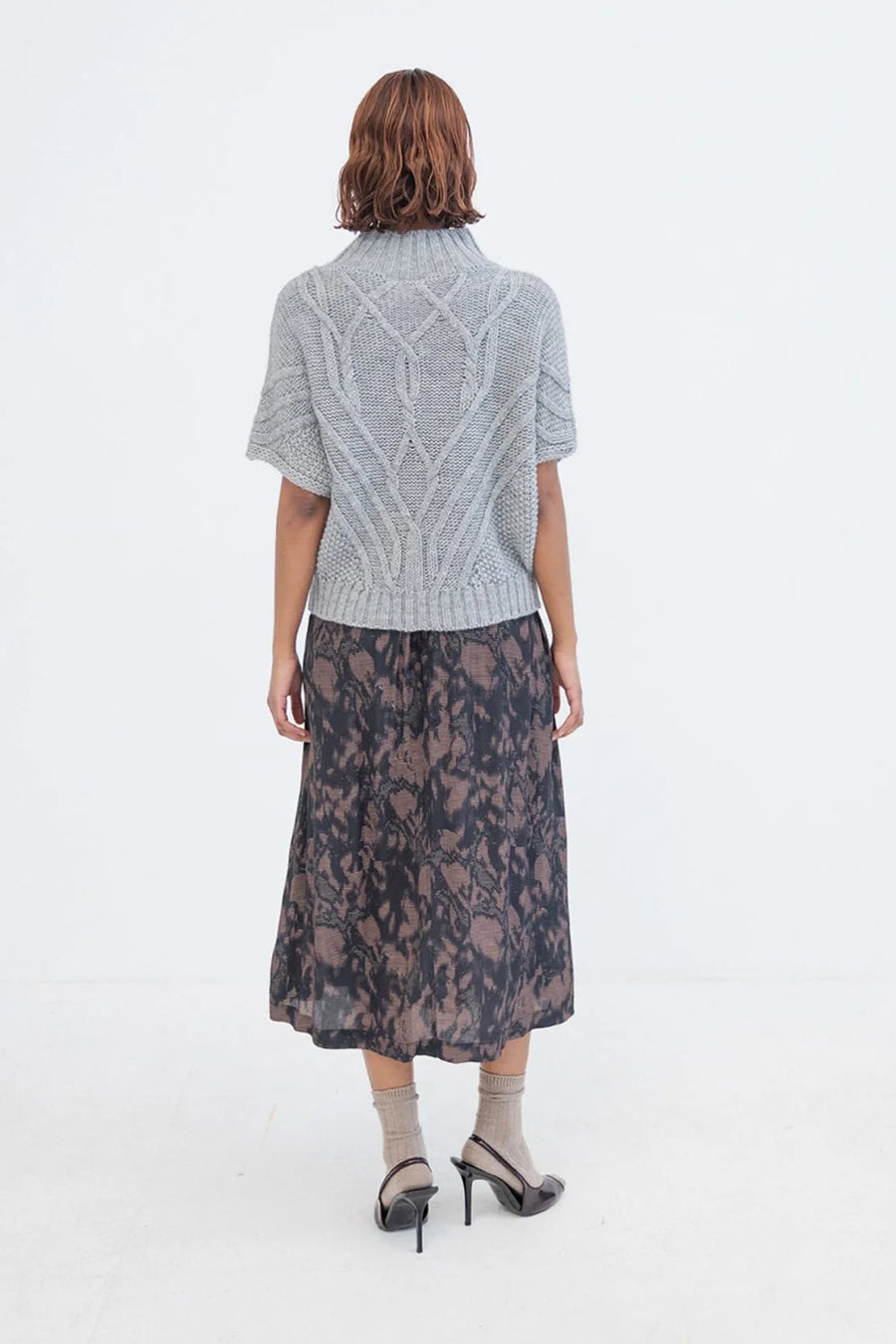 Project AJ117 Kinna printed skirt - navy / garnet