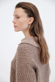 Project AJ117 Noelle short sleeved collared knit - camel walnut