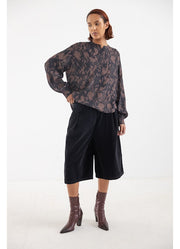 Project AJ117 Katlyn printed blouse - navy / garnet