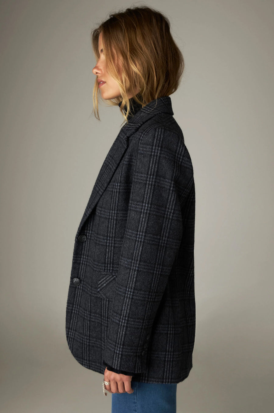 Maison Hotel Cameron check blazer - navy/ grey