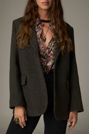 Maison Hotel Cameron tweed blazer- mossy